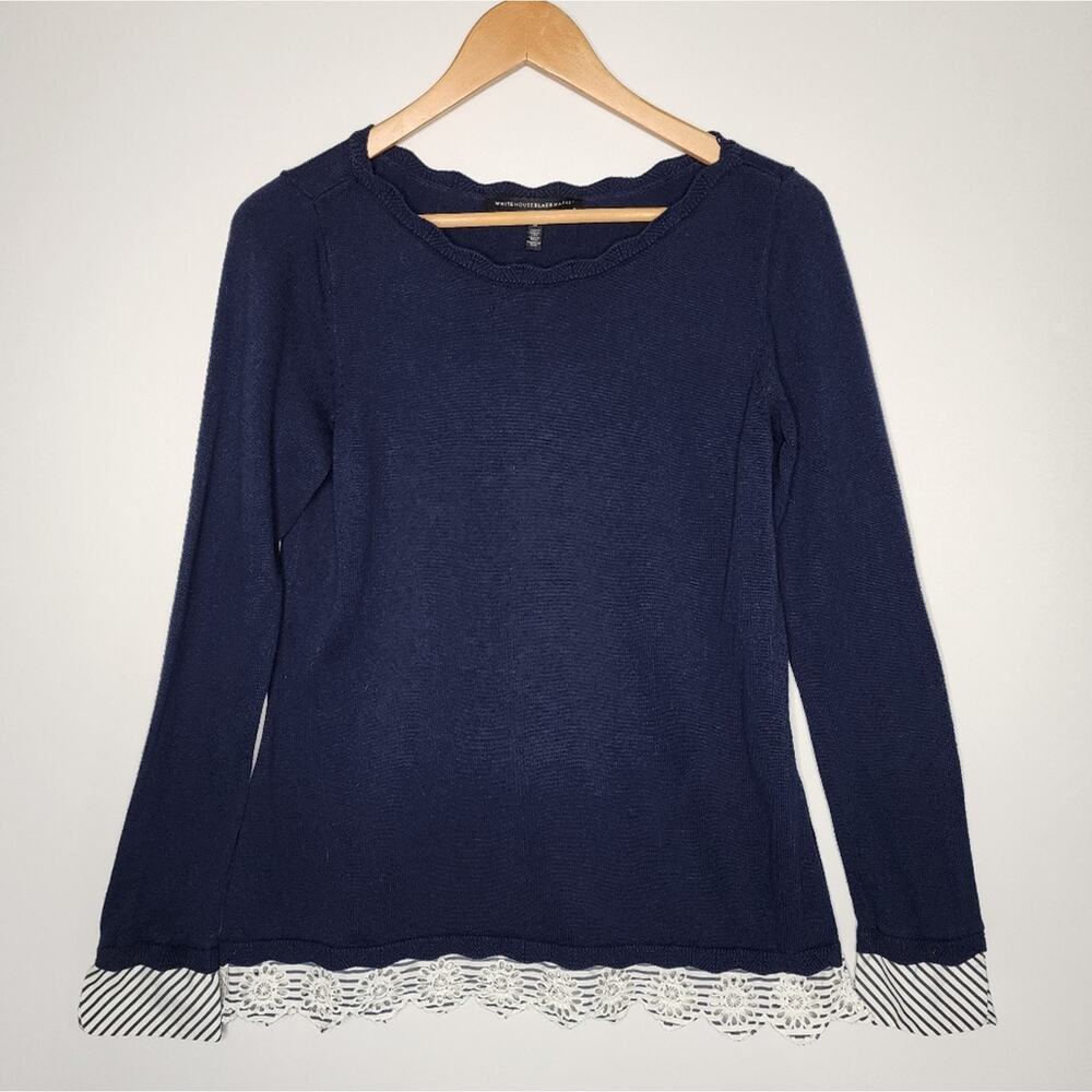 White House Black Market Blue Striped Sweater Women's Size Medium
